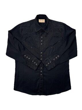 Scully Gunfighter Western Snap Front Shirt Men’s M Jet Black Western Rockabilly